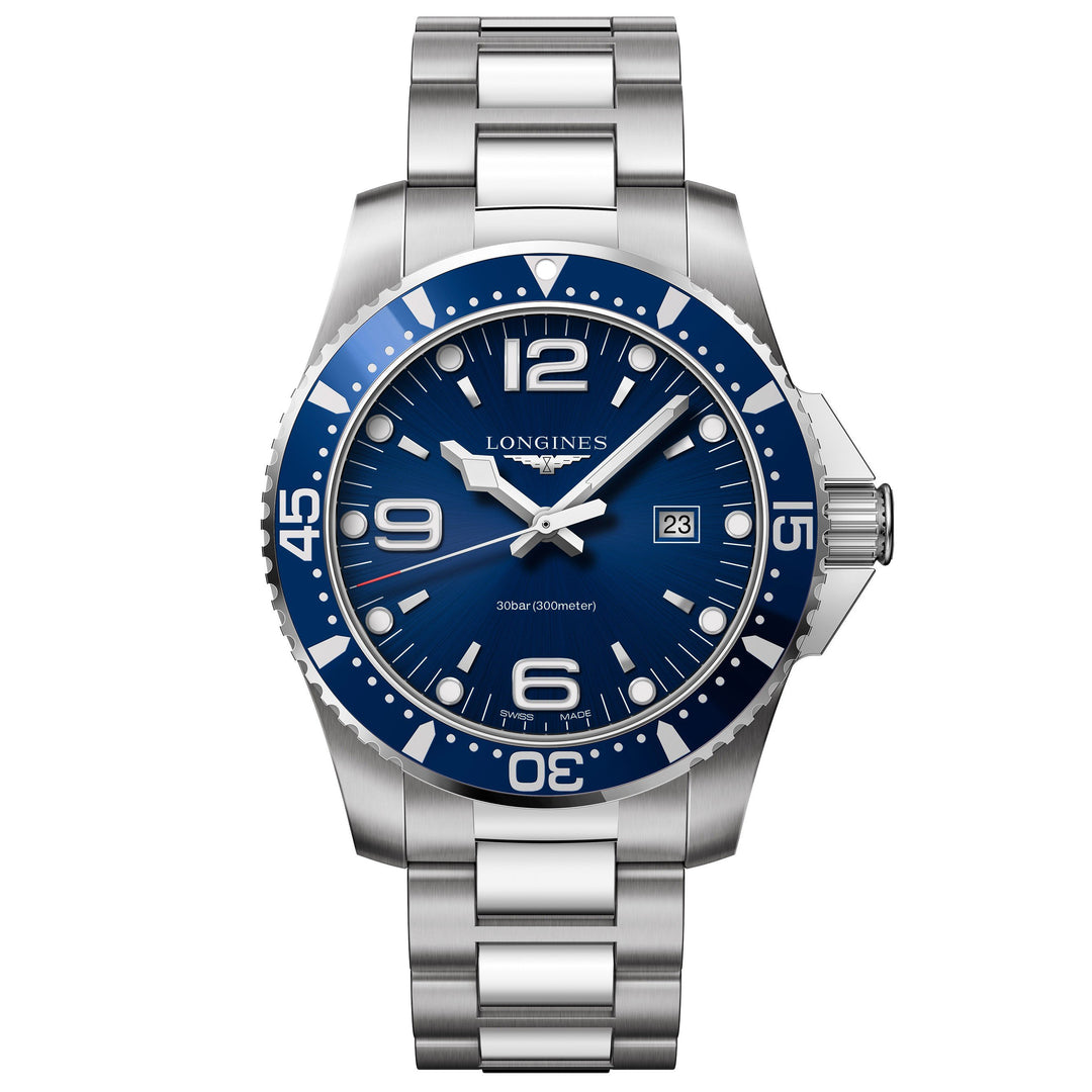 Longines orologio uomo HydroConquest blu 44mm quarzo acciaio L3.840.4.96.6 - Gioielleria Capodagli