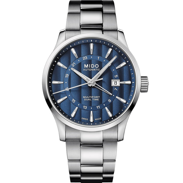 Mido orologio uomo Multifort Dual Time GMT 42mm Calibre 80 automatico acciaio M038.429.11.041.00 - Gioielleria Capodagli