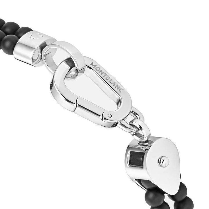 Montblanc bracciale doppio giro Wrap Me acciaio e onice misura L 12596668 - Capodagli 1937