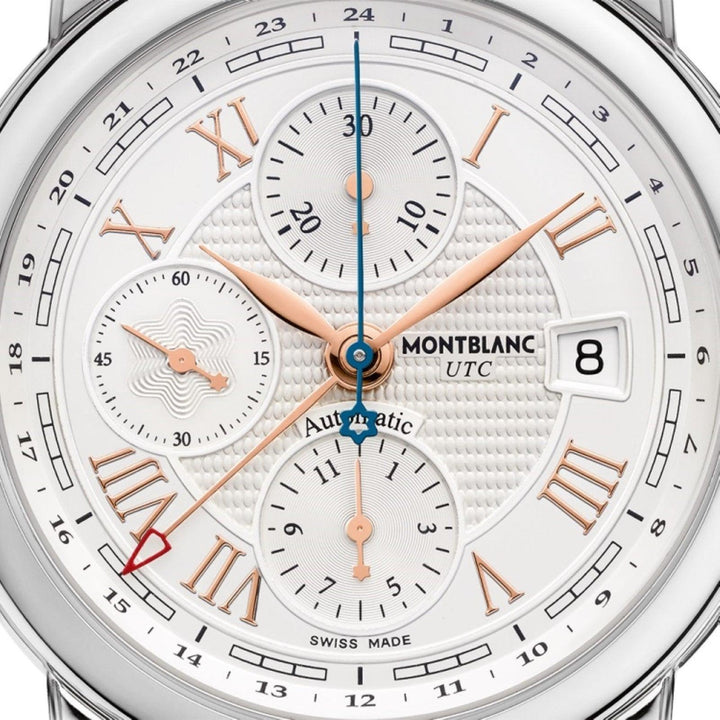 Montblanc orologio Star Roman Chronograph UTC Carpe Diem special edition 42mm argento automatico acciaio 113880 - Gioielleria Capodagli