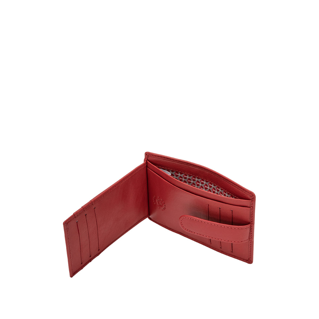 Nuvola Leather Hamping Cards Men's Men's Nappa Leather Slim مع إغلاق زر