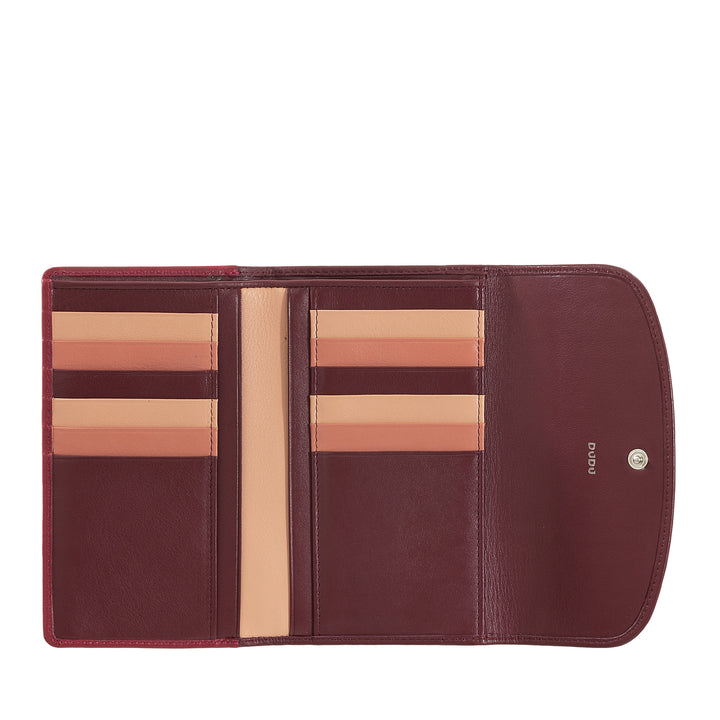 DuDu محفظة نسائية من الجلد الناعم الملون ، حقيبة مع محفظة عملة مفصلية ، حامل بطاقة 12 بطاقة ، متعدد الألوان