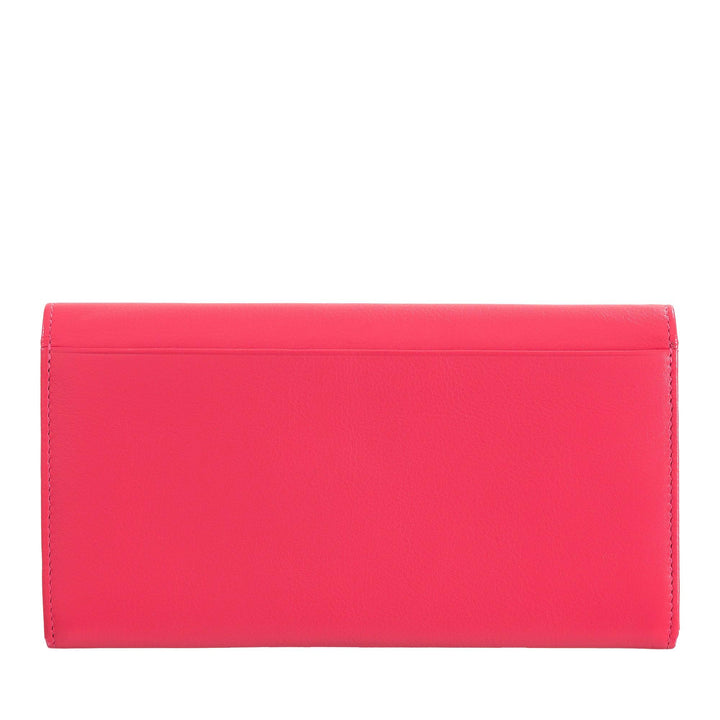 DUDU WOMEN LARGE WORLD IN COLORED LEATHER, Continental portfolio, credit cards pockets, hinge testers