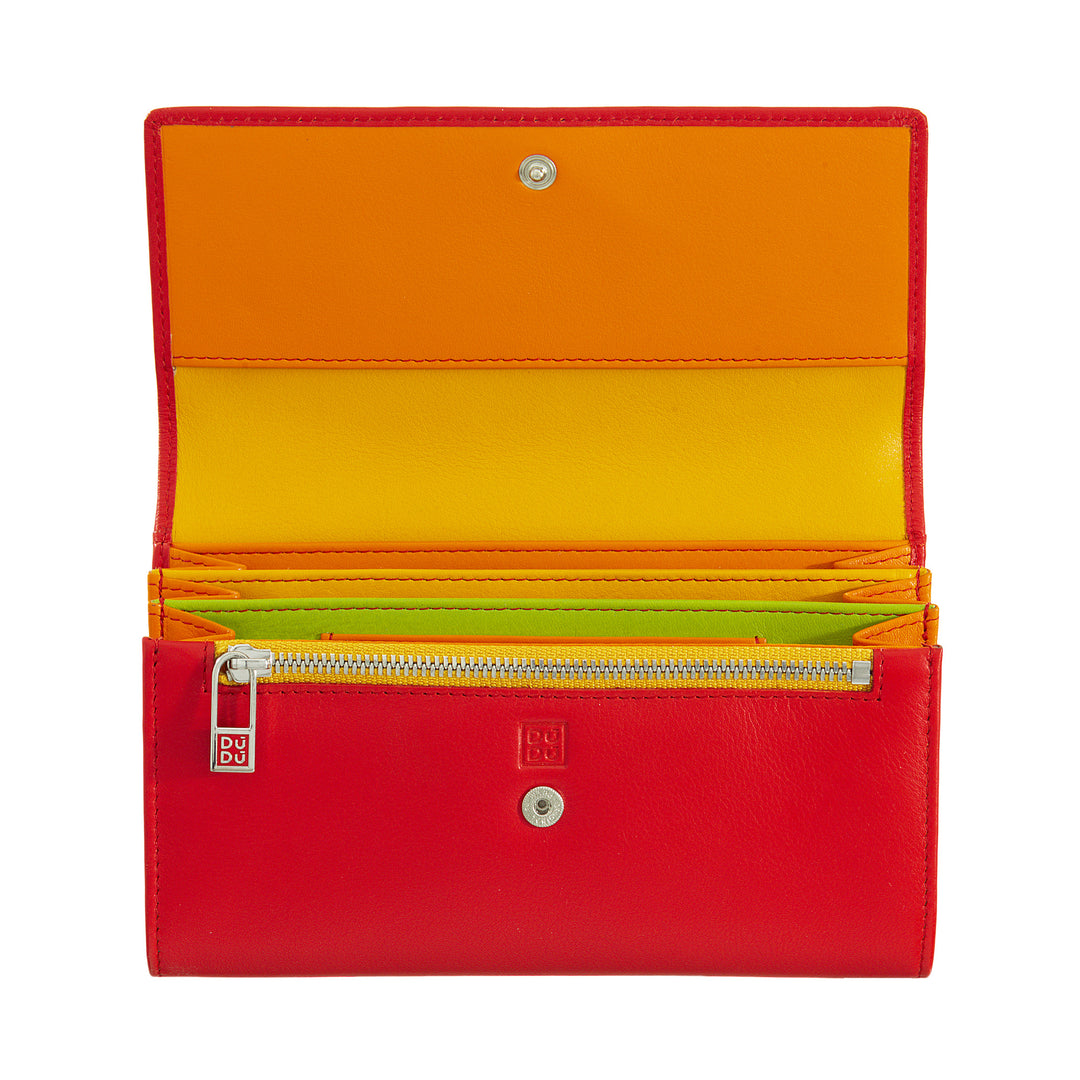 DuDu متعدد الألوان الجلود الحقيبة المحفظة النسائية RFID