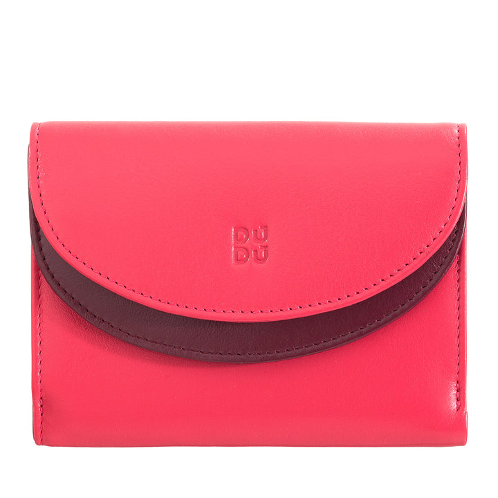 DuDu محفظة نسائية جلد طبيعي RFID مع محفظة عملة, محفظة ملونة مزدوجة رفرف حامل بطاقة الائتمان حامل الأوراق النقدية