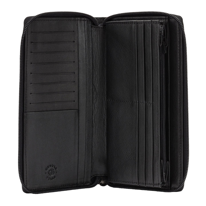 محفظة المرأة الكبيرة مع سستة جلدية Zip Around 14 جيوب حامل بطاقات الائتمان والمحفظة