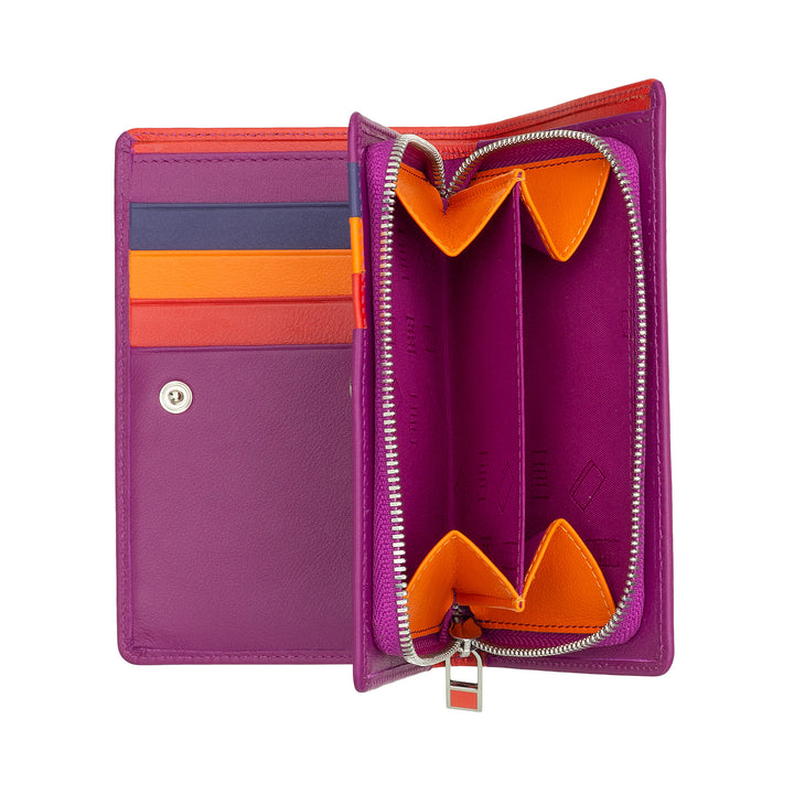 DuDu محفظة نسائية ملونة RFID متعددة الألوان مع محفظة عملة مفصلية ، جيوب حامل البطاقة وبطاقات