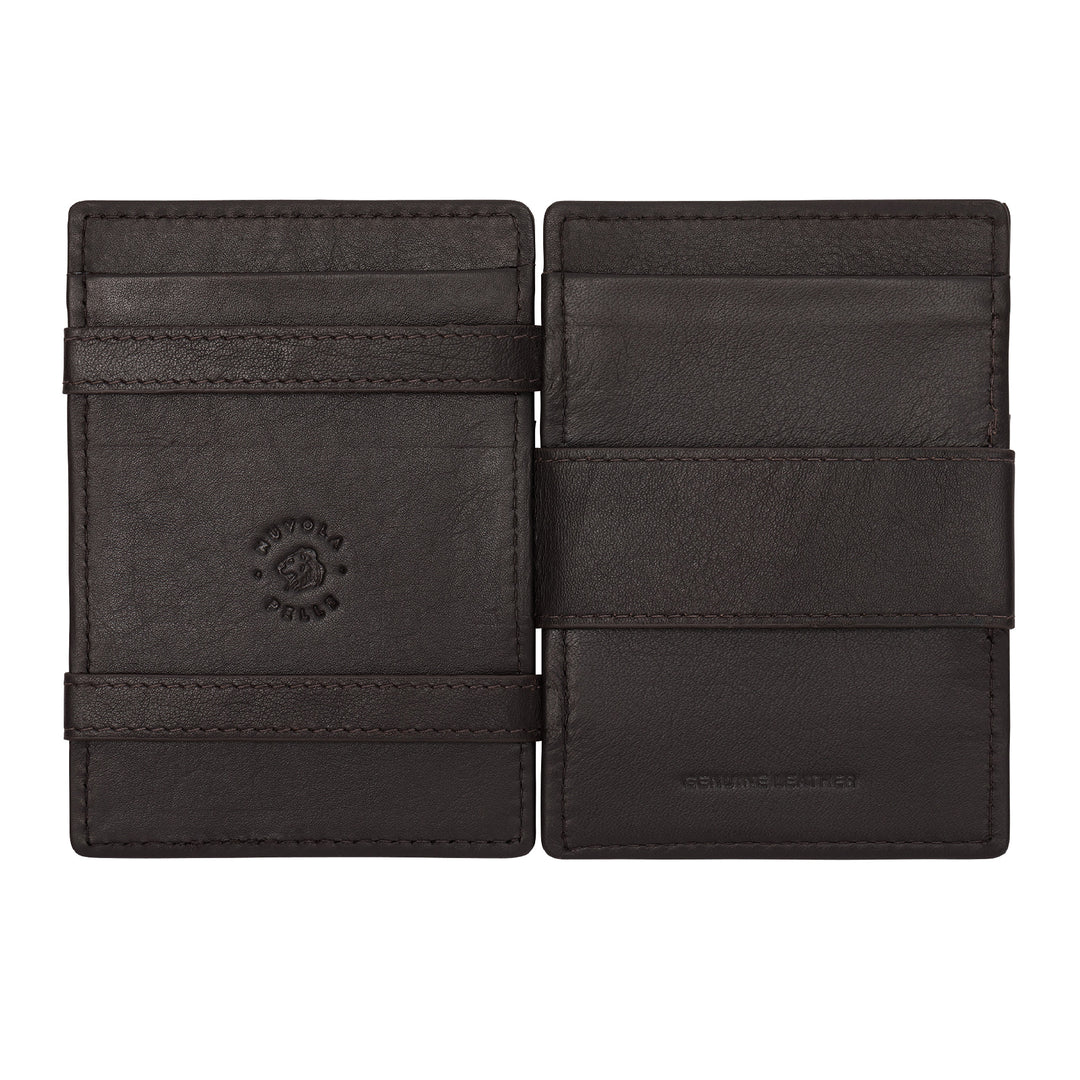 محفظة Nuvola Pelle السحرية للرجال من الجلد، محفظة سحرية صغيرة مع 6 جيوب لبطاقات الائتمان