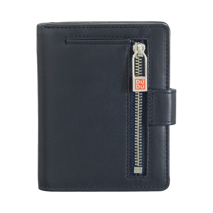 DuDu محفظة جلد طبيعي محفظة جلدية صغيرة RFID مع سحاب عملة محفظة النقود, إغلاق خارجي