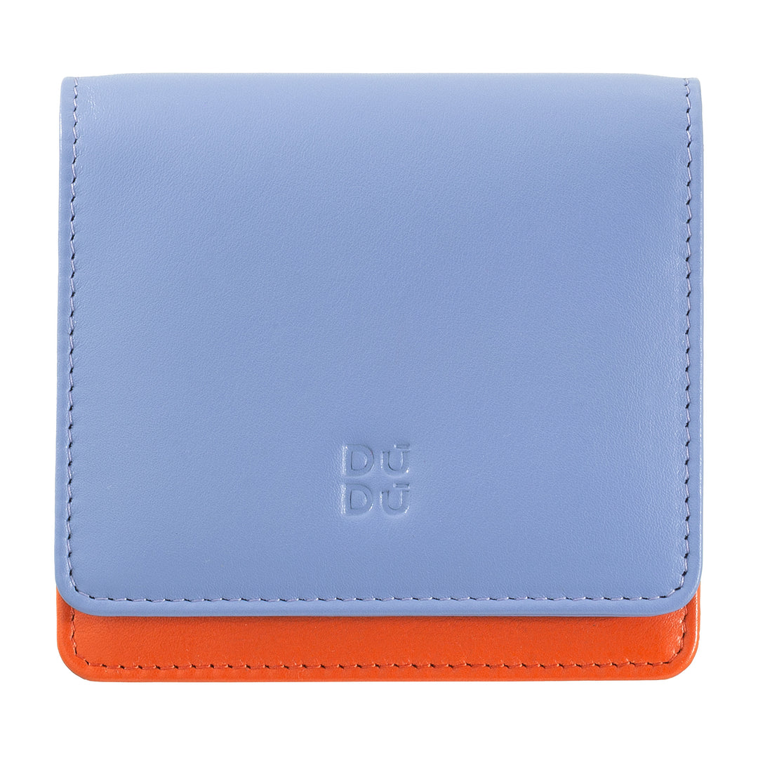 DuDu محفظة نسائية صغيرة من الجلد الملوّن RFID Ultra Compact مع الرمز البريدي الداخلي و 8 حامل بطاقات بطاقتك