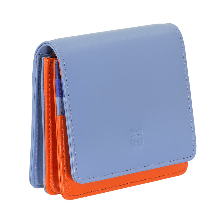 DuDu محفظة نسائية صغيرة من الجلد الملوّن RFID Ultra Compact مع الرمز البريدي الداخلي و 8 حامل بطاقات بطاقتك