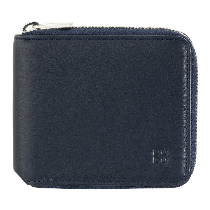 DUDU Men's Wallet RFID Leather Coins with Zipper Outdoor Zip Small with 6 Slot Cards