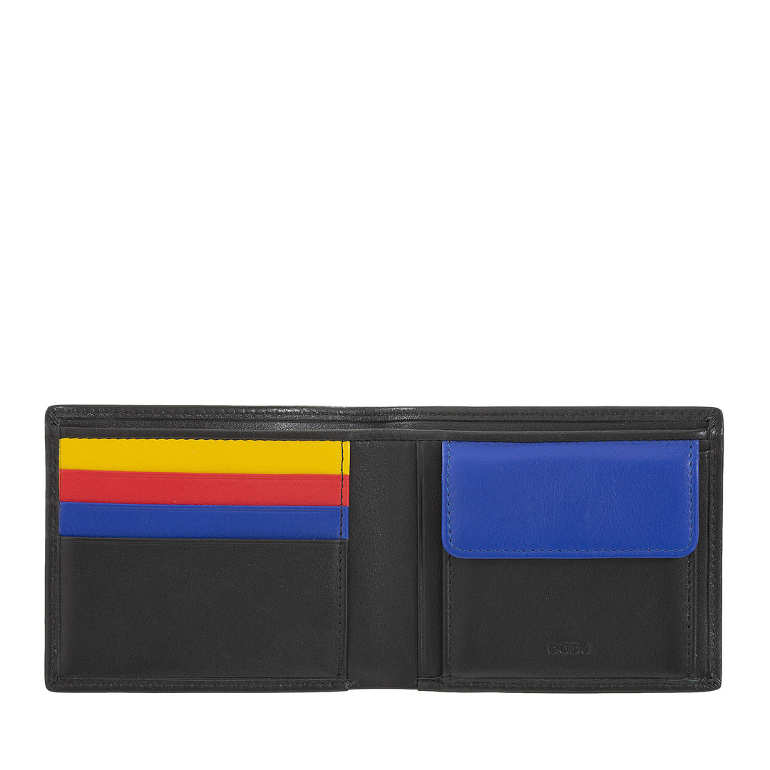 DuDu محفظة جلدية للرجال مع حماية رفيد حامل بطاقة الائتمان مع محفظة عملة محفظة ملونة