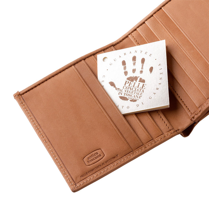 محفظة توسكانا القديمة محفظة رجالية صغيرة من جلد طبيعي إيطالي مع محفظة عملة و 8 حامل بطاقة