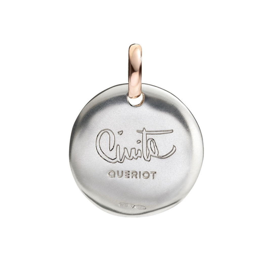 Queriot ciondolo moneta piccola Carpe Diem argento 925 oro 9kt F14A03S9214 - Gioielleria Capodagli