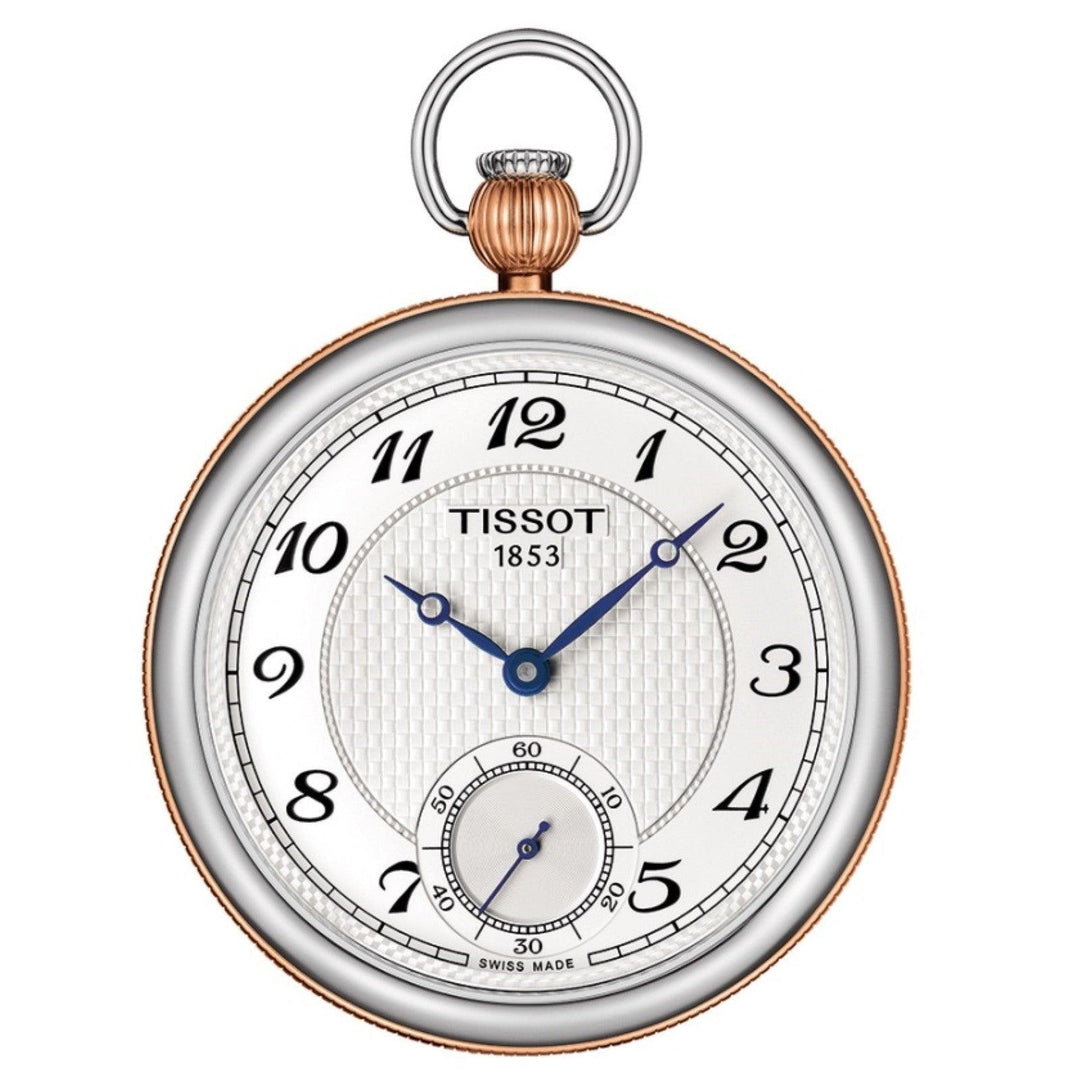 Tissot orologio da tasca Bridgeport Lepine Mechanical 45mm argento carica manuale acciaio finitura PVD oro rosa T860.405.29.032.01 - Gioielleria Capodagli