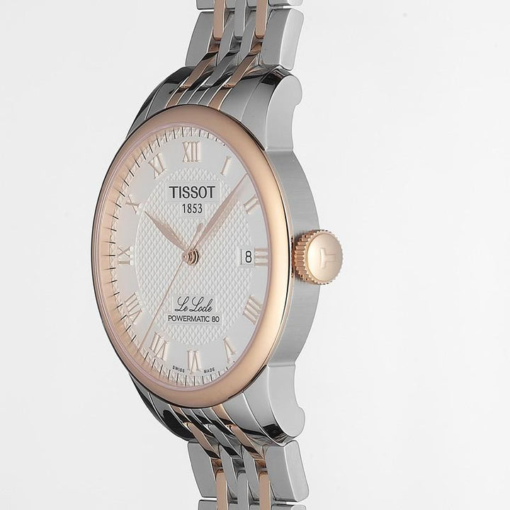 Tissot orologio Le Locle Powermatic 80 39,3mm argento automatico acciaio finitura PVD oro rosa T006.407.22.033.00 - Gioielleria Capodagli