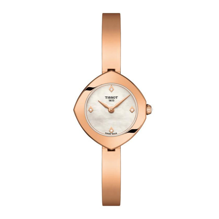 Tissot orologio T-Femini 23mm madreperla diamanti quarzo acciaio finitura PVD oro rosa T113.109.33.116.00 - Gioielleria Capodagli