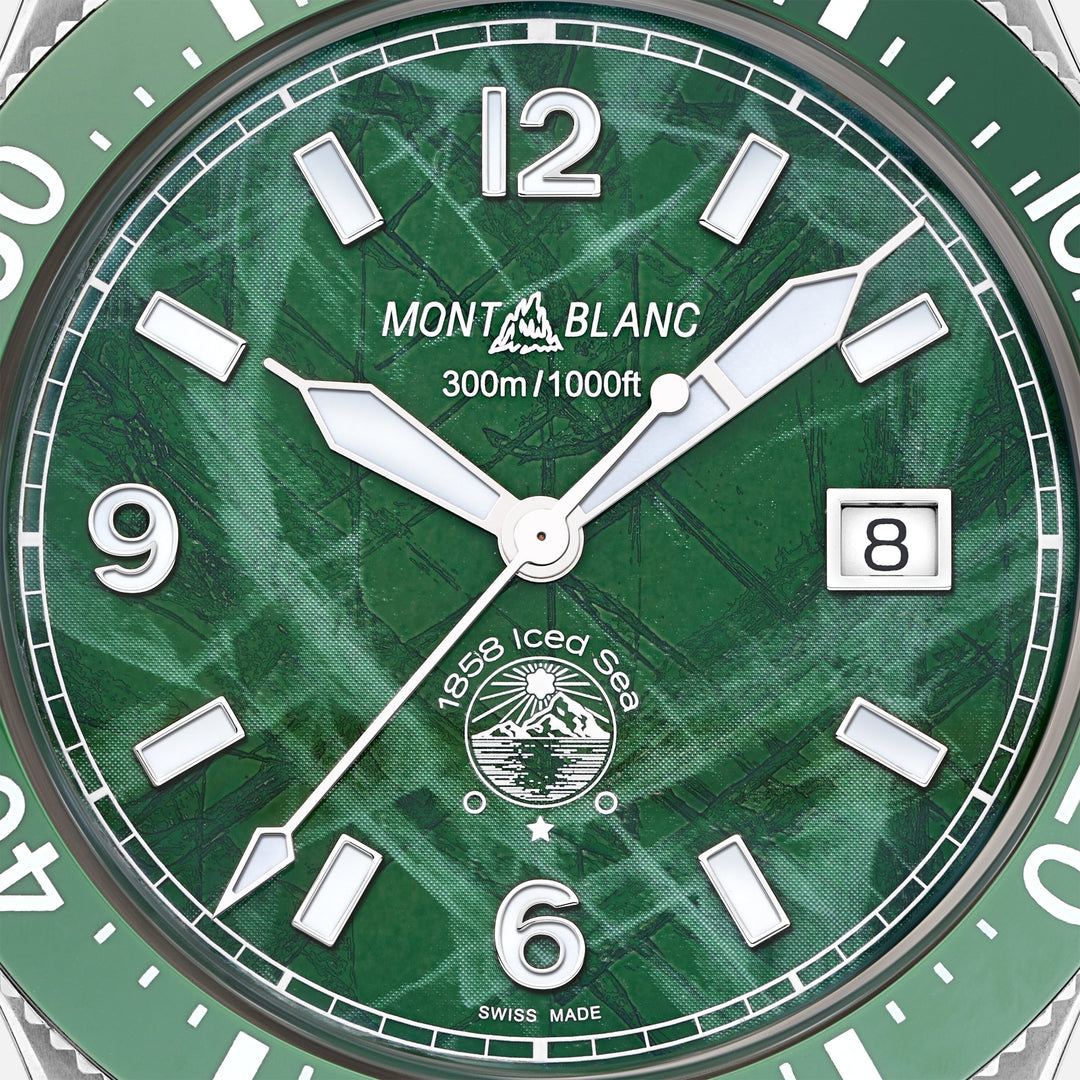 Montblanc ساعة 1858 Ice Sea Automatic Date 41mm باللون الأخضر الصلب 129765