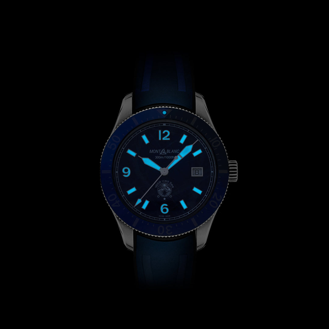 Montblanc ساعة 1858 Ice Sea Automatic Date 41mm أزرق فولاذي 129370