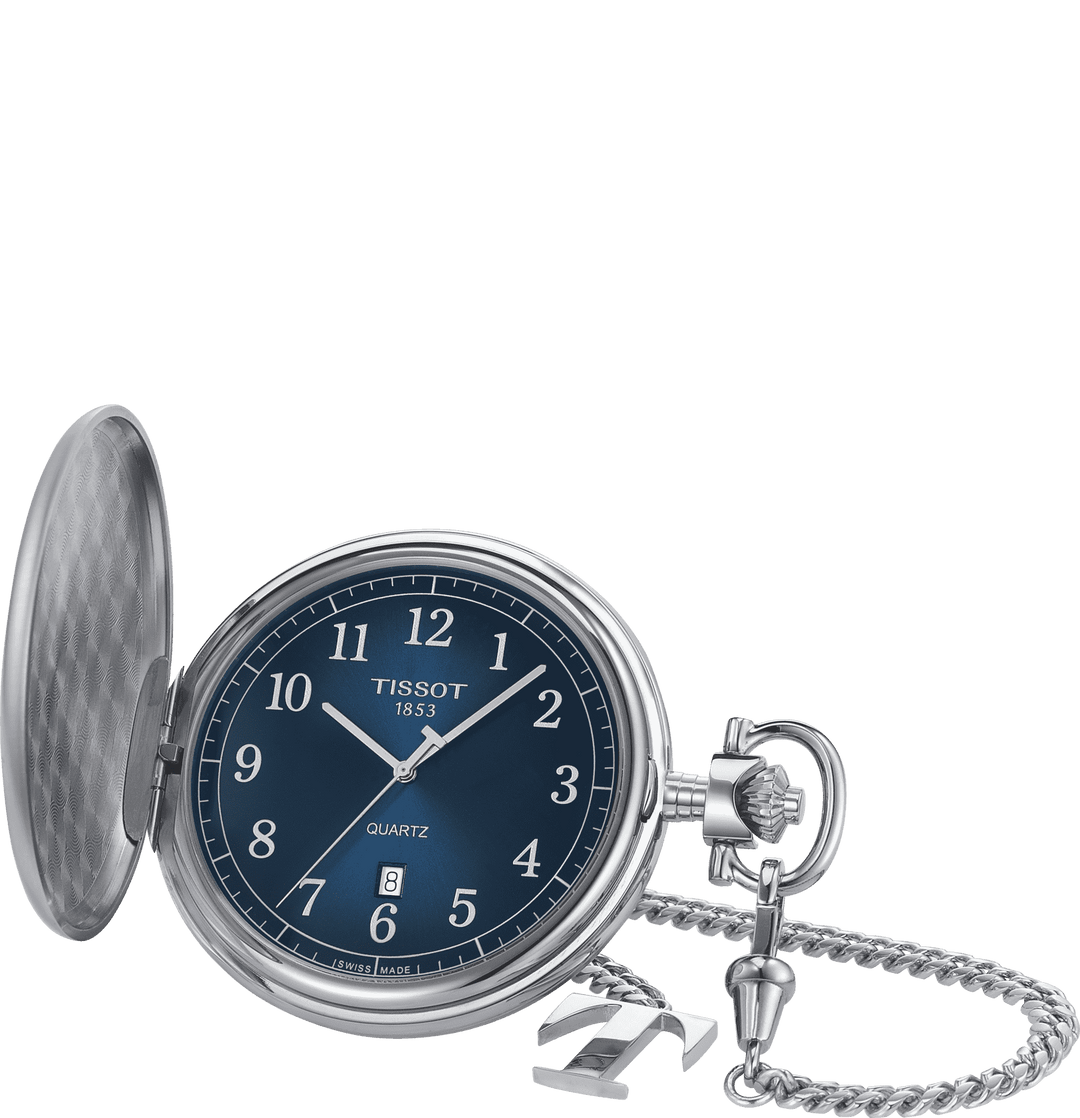 تيسو جيب ساعة Savonette 48.5mm الأزرق الكوارتز الصلب T862.410.19.042.00