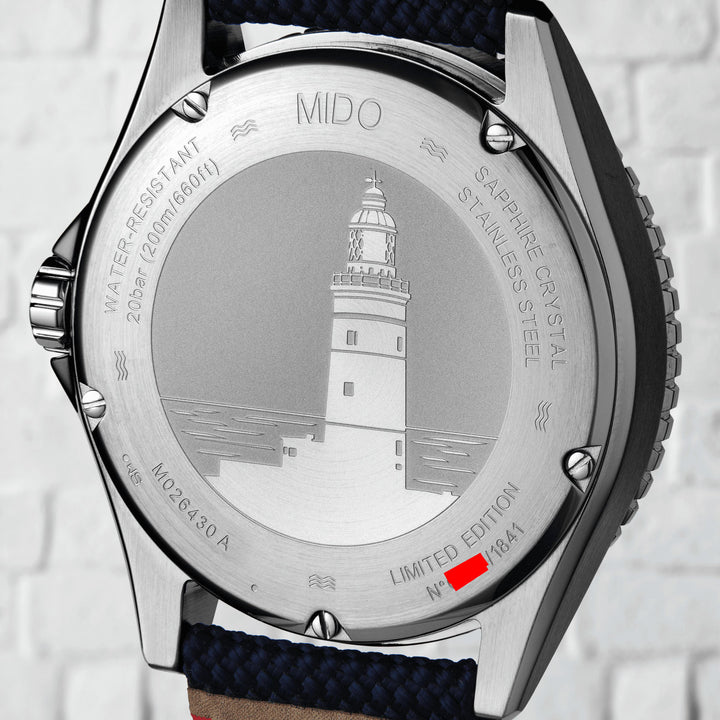 ساعة Mido Ocean Star 20th anniversary مستوحاة من Architecture Limited Edition 1841 قطعة 42 مم أزرق فولاذي أوتوماتيكي M026.430.17.041.01