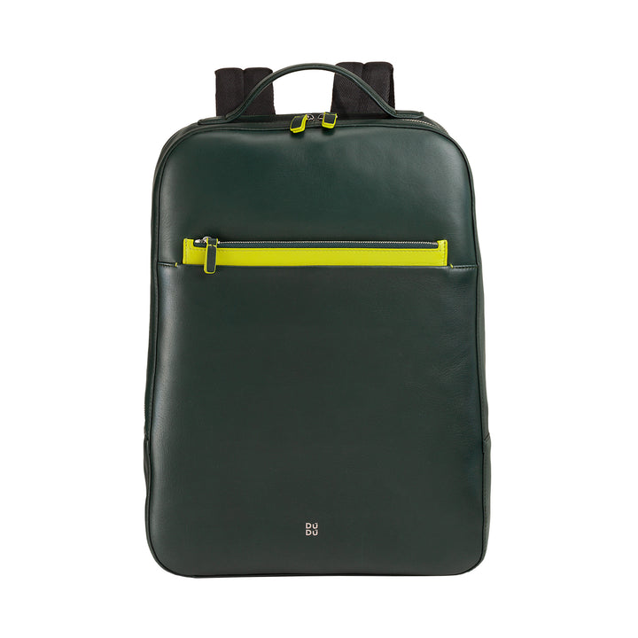 DuDu حقيبة ظهر للكمبيوتر الشخصي تصل إلى 16 بوصة من جلد طبيعي للرجال ، حقيبة ظهر سفر أنيقة كبيرة الحجم مع حامل حمل