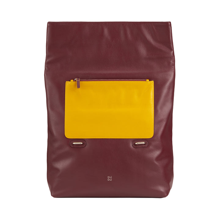 DuDu حقيبة ظهر ملونة جلدية للسيدات ، حقيبة ظهر كبيرة ناعمة 14L Multipokes تصميم رياضي عارضة