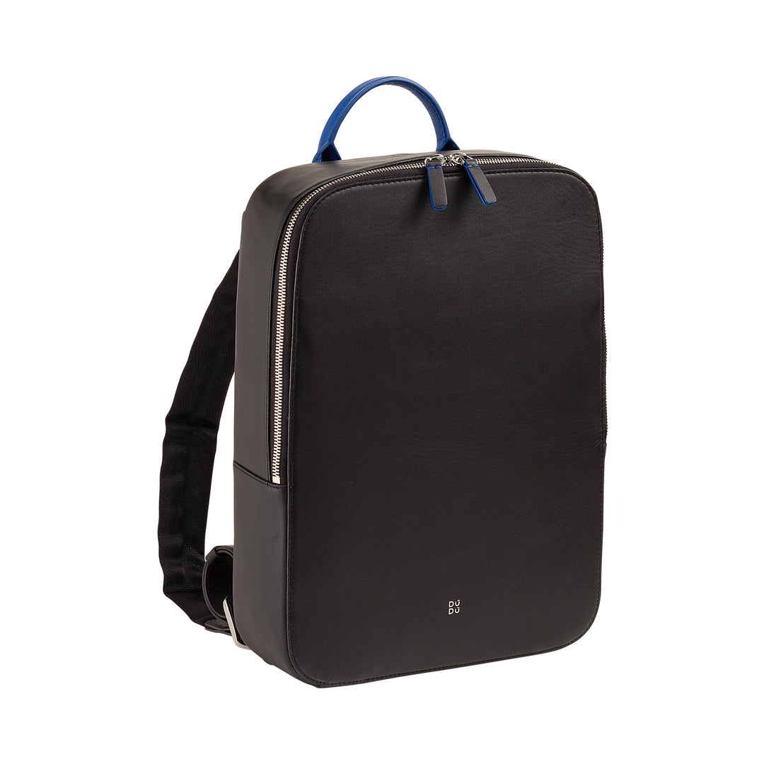 DuDu حقيبة ظهر للكمبيوتر الشخصي حتى 14 بوصة من جلد طبيعي أنيق ملون ، حقيبة ظهر للكمبيوتر المحمول MacBook وجهاز لوحي iPad مع Zip Zip