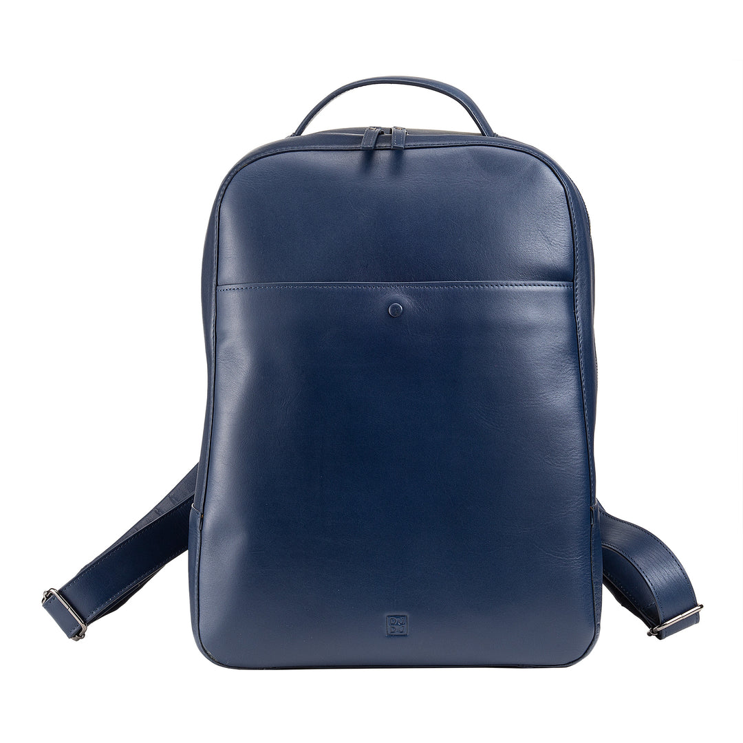 DUDU Men's Elegant Leather Backpack with Zipper Backpack for Business Travel Tablet Backpack